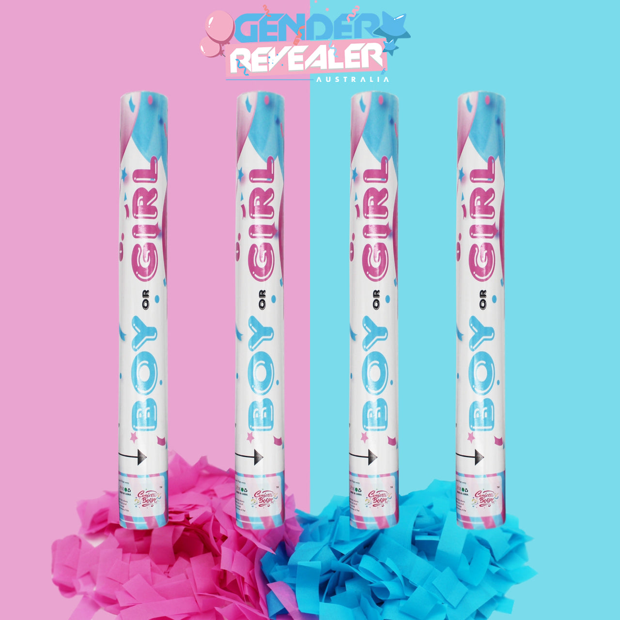 Party Popper - Gender Reveal (Blue / Pink) Paper Confetti 30cm